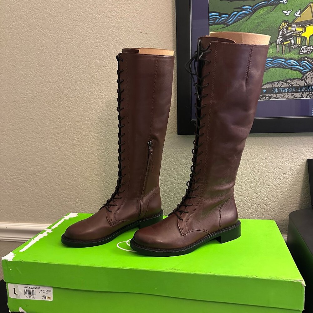 Sam Edelman Brown Lace-Up Knee-High Boots